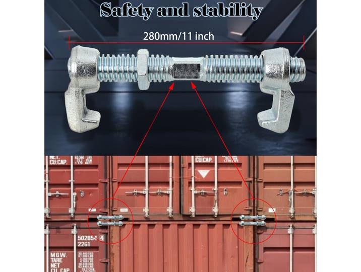 Lot de 4 colliers de fixation robustes galvanisés pour conteneurs maritimes 280 mm 45 # Verrou tournant en acier pour la connexion de conteneurs, le transport, le stockage et la construction