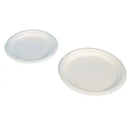 Pack4Food24 500 Einweg Menüteller Imbissteller 22cm rund weiß Bagasse/Zuckerrohr