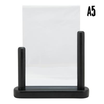 Securit® Transparenter A5 Aufsteller - Vertikal - Acryl - Sockel aus schwarz lackiertem Buchenholz - Doppelseitig