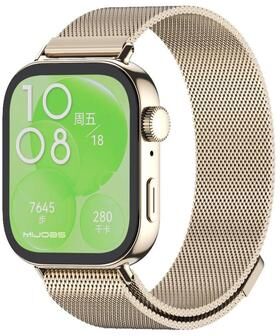 Everyday Crate MIJOBS Huawei Watch Fit 3 Milanese Magnetic Watch Band Stainless Steel Replacement Strap light Gold