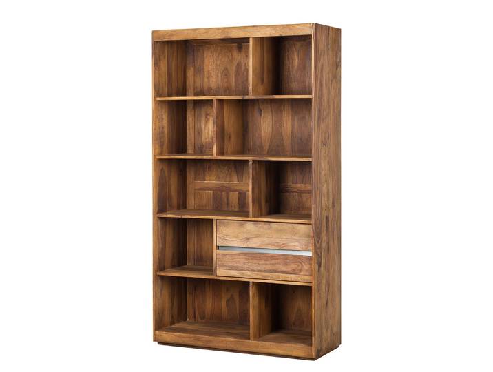Regal Massivholz Sheesham, gebeizt Absetzung: Metall Braun/Sheesham 102 x 180 x 40cm