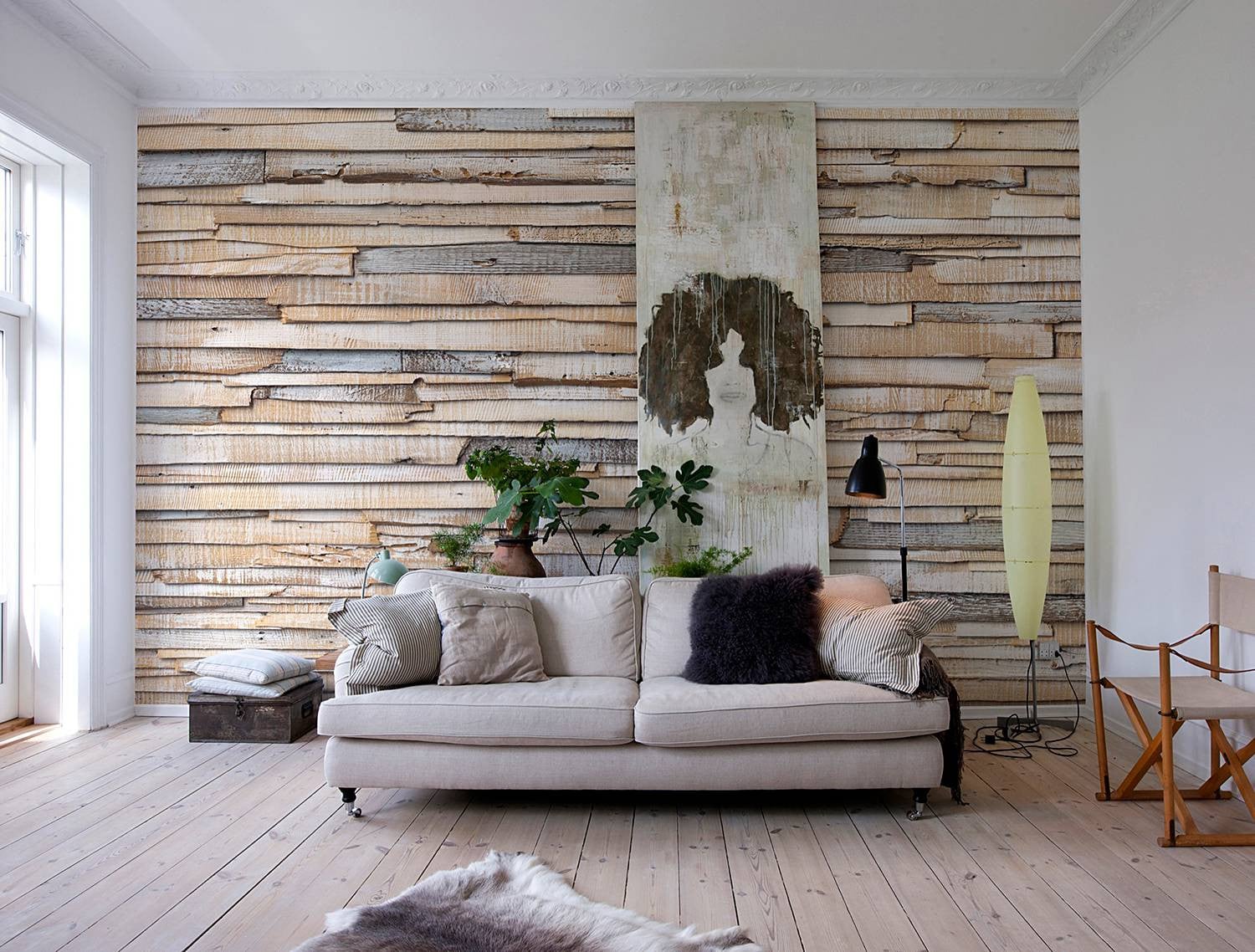 home24 Fotobehang Whitewashed Wood Abstract Nature B: 368 cm, H: 254 cm