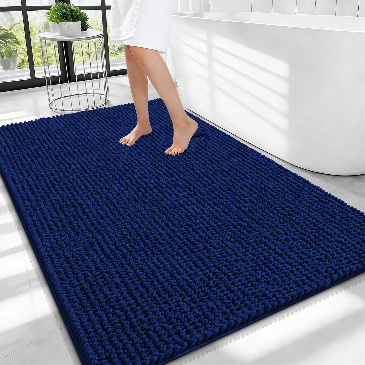 Olanly Badmat Antislip Chenille – Marineblauw – 82 x 102 cm