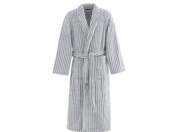 Peignoir polaire homme femme côtelé extra doux blanc/lichen l