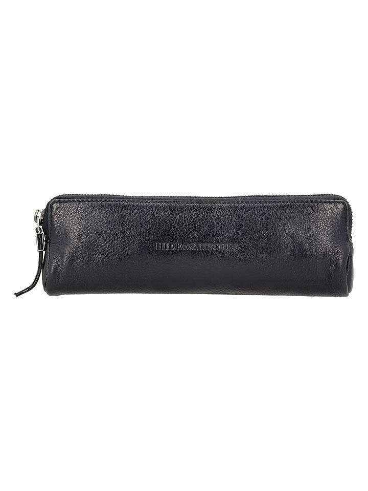 HIDE & STITCHES Leder-Federmäppchen in Schwarz - (B)22 x (H)8 x (T)3 cm - onesize