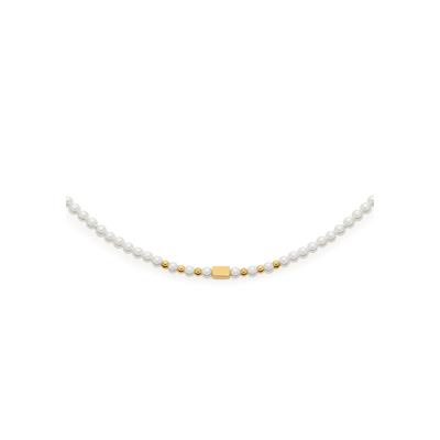 Kette ohne Anhänger CIAO BY LEONARDO "Doro", gold (gelbgoldfarben, weiß), Halsketten, Damen, Edelstahl Perlen, L: 45 B: 2,5mm, Edelstahl, Perlen, mit Perle (imitiert), B:2,5mm