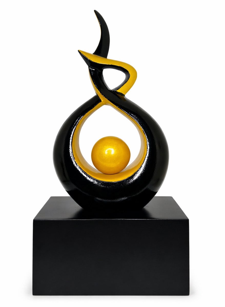 Handgemaakte abstracte kunst as urn in zwart - 3,5 liter - voor menselijk of dierlijk as