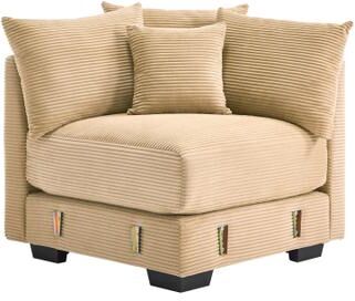 Loedds Corduroy Corner Modular Sofa Seat with Pillows & Deep Seats & Wood Frame