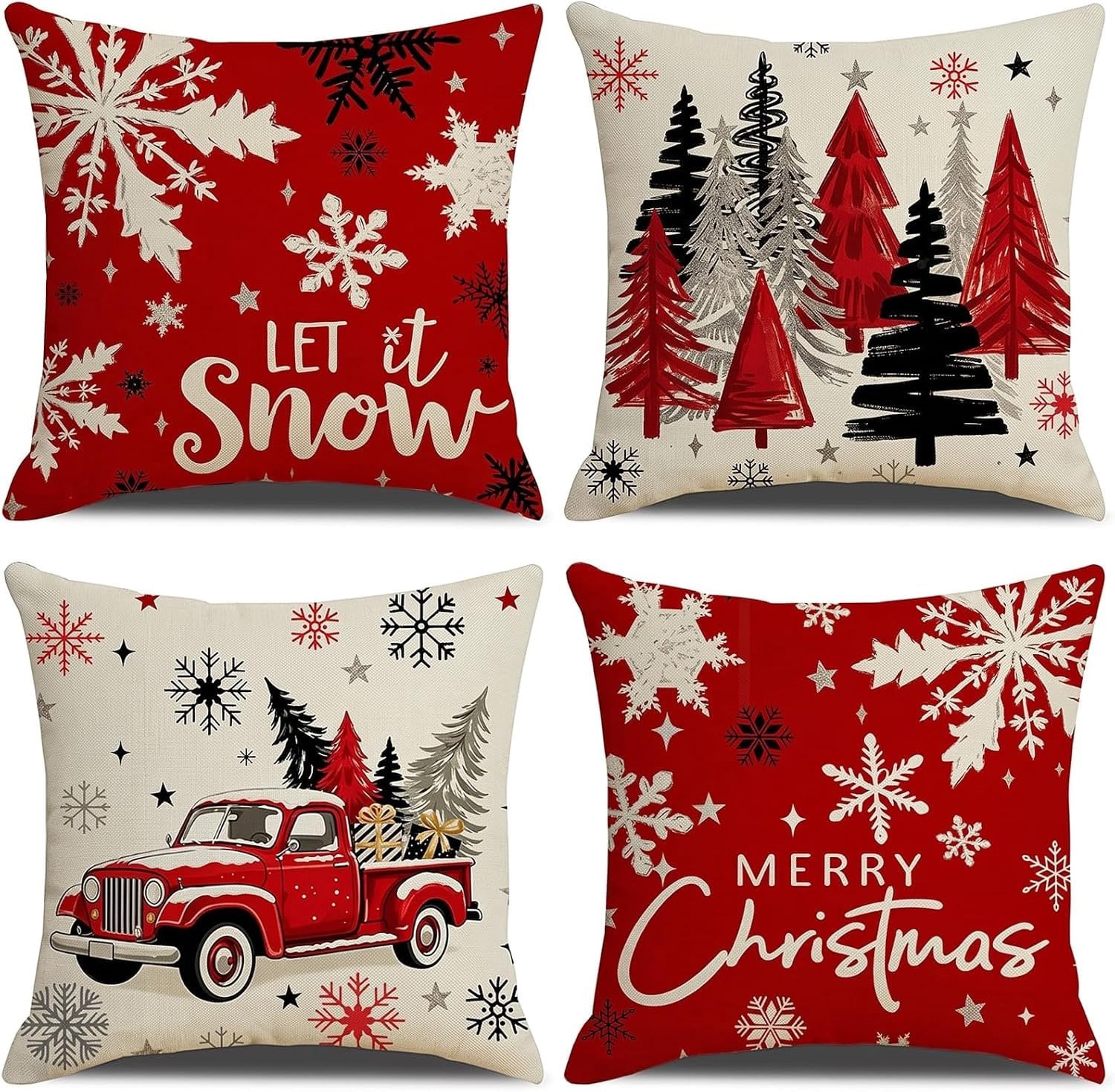 Set van 2 decoratieve kussenslopen met kerstmis sneeuwvlok ontwerp