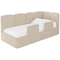 EINZELLBETT Jugendbett mit Bettkasten, Links - KIVY 80x200 Beige