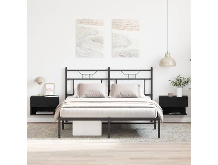 HEFZGDB Wand-Nachttische 2 STK. Schwarz Eiche Holzwerkstoff mit Schubladen und modernem Design für Schlafzimmer