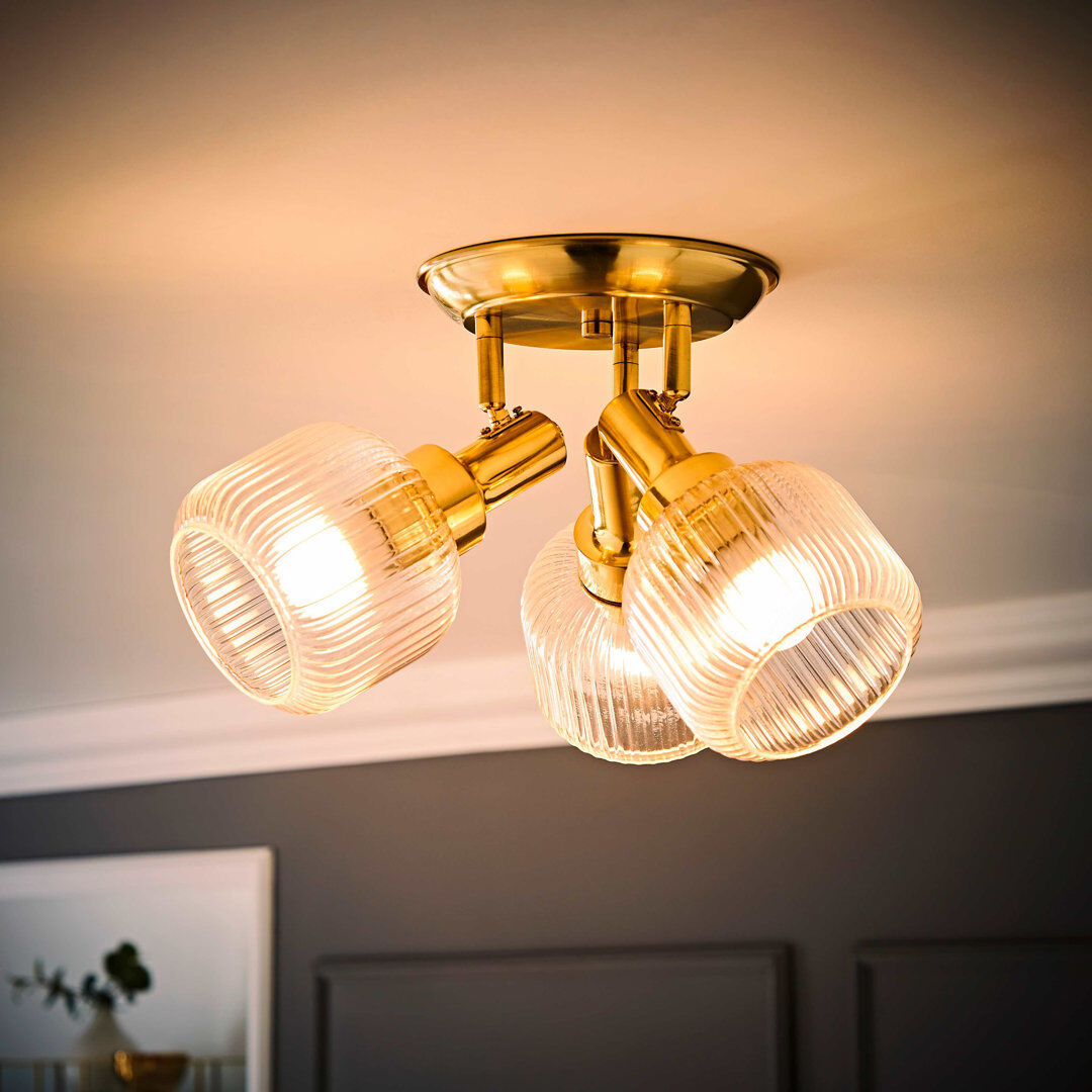 Fairmont Park Allea Glass Spotlight Antique Brass/Gold 22cm H X 40cm W X 40cm D