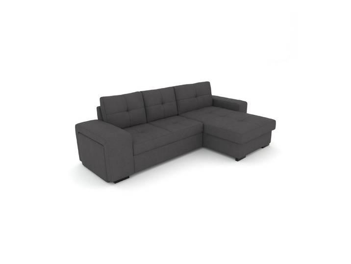 foamnova Ecksofa Treviso, B 268 cm, Hocker in der Armlehne integriert, Geradlinig, abgesteppte Polster, fester Sitz & integrierter Hocker