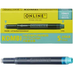 ONLINE® Tintenpatronen für Füller türkis-blau