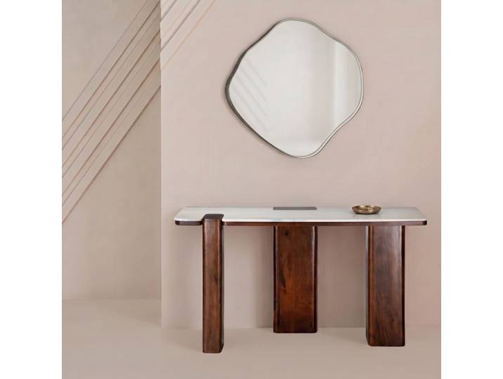 Console en bois de manguier et marbre