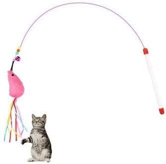 Inspired Deals Interactive Cat Wand Toy With Bell Flexible Steel Teaser Stick For Active Play Mouse