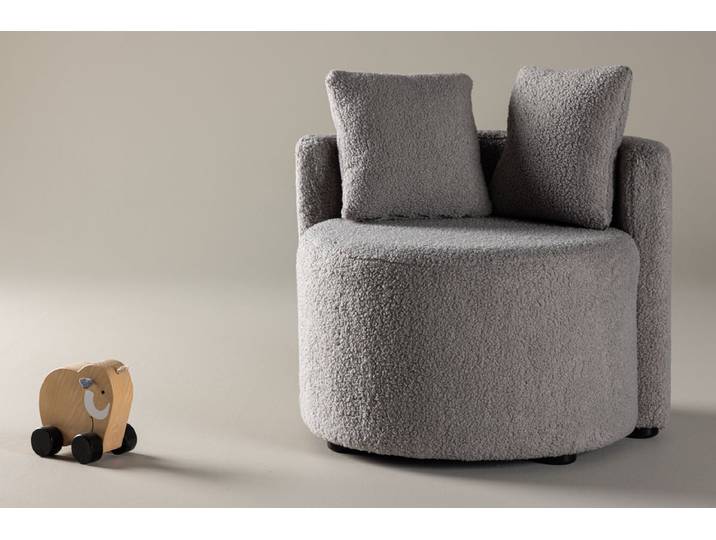 Kindersessel Lunno – Kuscheliger Teddy-Sessel in Grau - Grau - Luxusbetten24