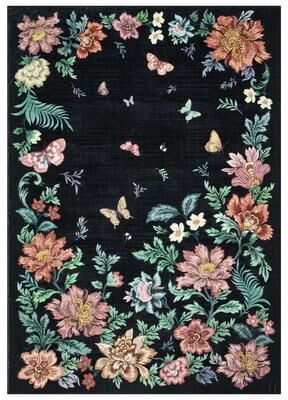 Garvee Washable Floral Butterfly Pattern Area Rug,Low Pile Rug,Green