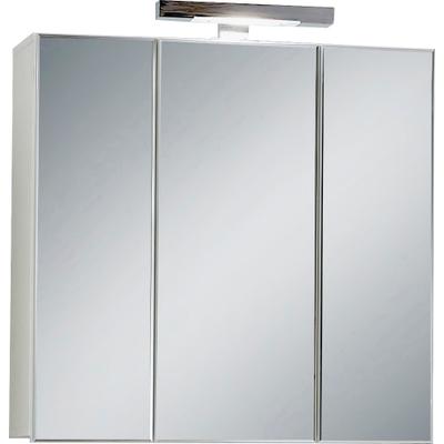 Spiegelschrank FMD "Zamora", weiß, B:70cm H:67,6cm T:19cm, Holzwerkstoff, Schränke, Spiegelschrank, Spiegelschrank mit LED-Beleuchtung, Breite 70 cm