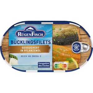 RügenFisch Fischkonserve Bücklingsfilets, geräuchert in Pflanzenöl, MSC zertifiziert, 200 g