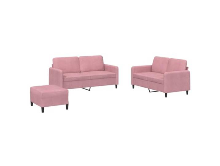 Makastle 3er Set Sofa Couchgarnitur Rosa Samt