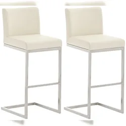 CLP 2er Set Barhocker Paros Kunstlederbezug creme