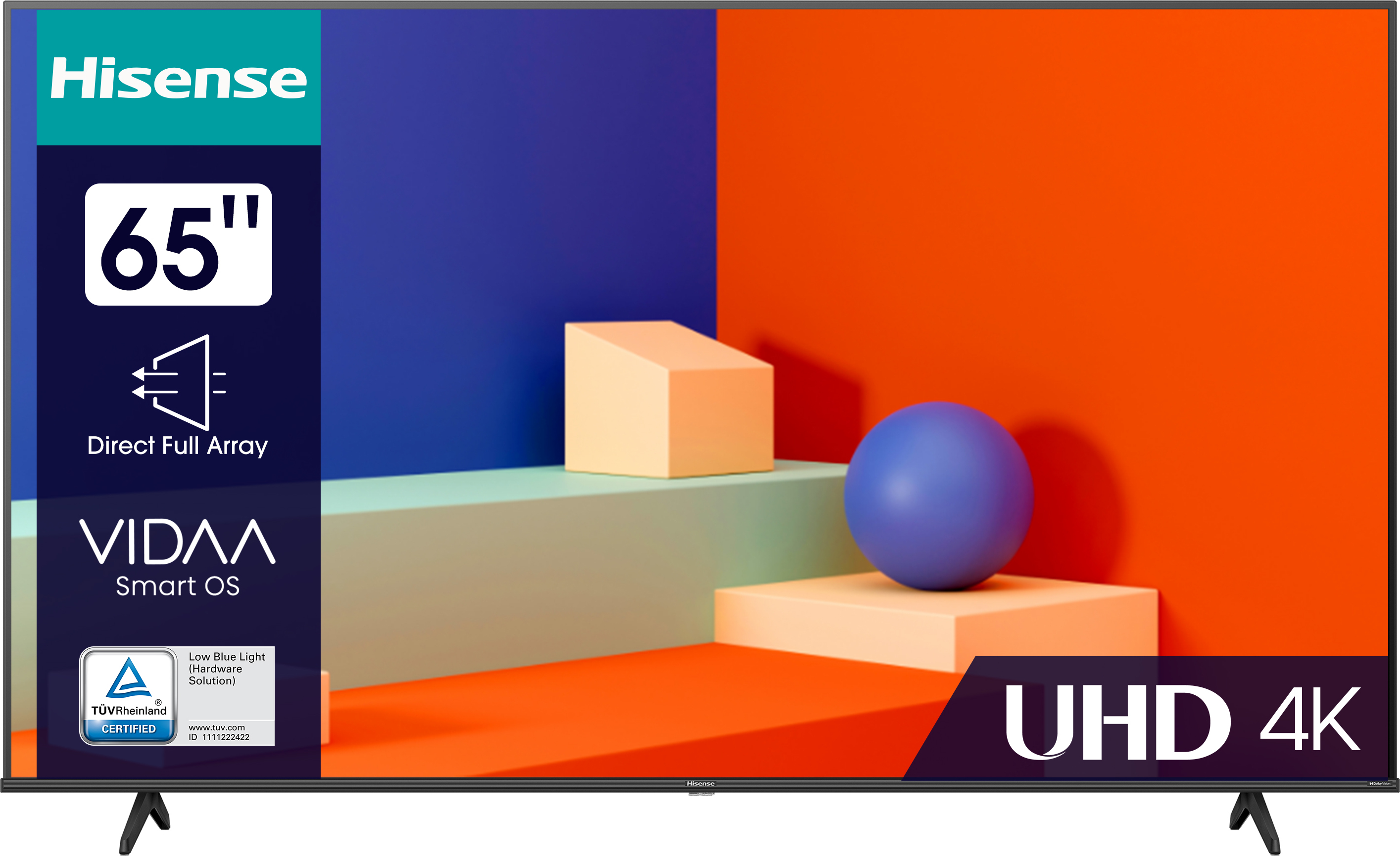 Hisense 65A6K, 165,1 cm (65"), 3840 x 2160 Pixel, LED, Smart-TV, WLAN, Schwarz