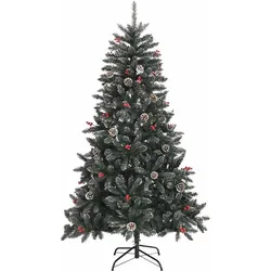 vidaXL, Weihnachtsbaum, Freya (mit LEDs und Silberkugeln) (150 cm)
