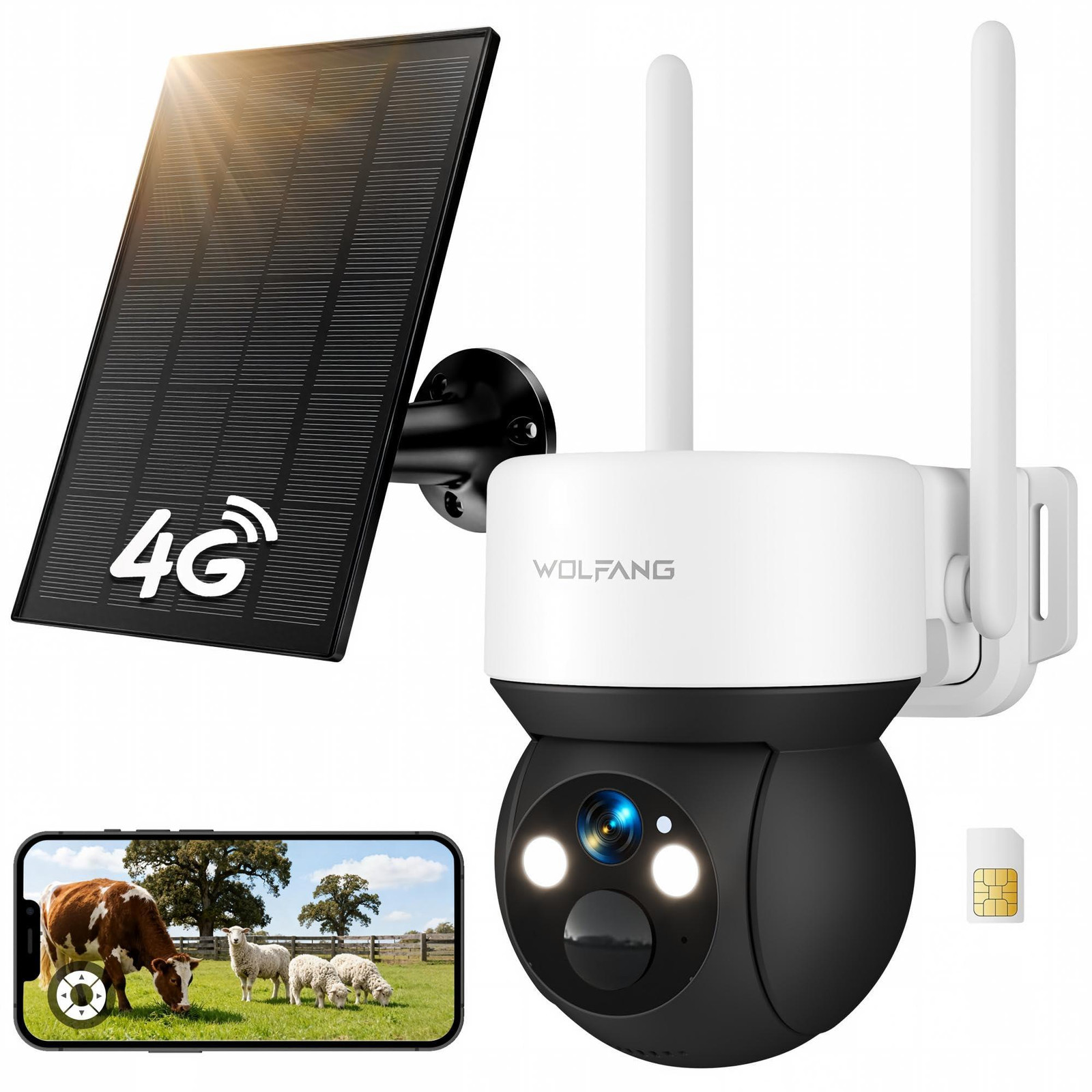 Selius 4G Beveiligingscamera voor Buiten met Simkaart, Zonne-energie, 2K HD