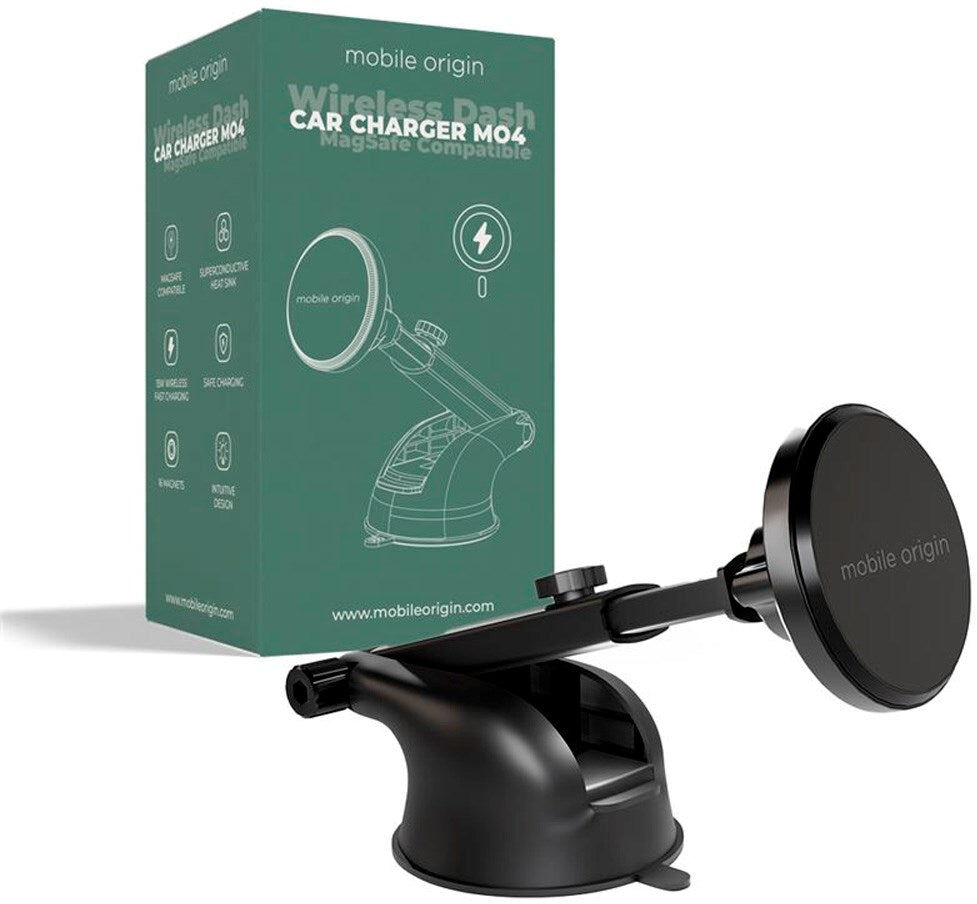 Trådløs Mobiloplader til Bil - Mobile Origin MO4 - 15W - MagSafe Kompatibel - Sort