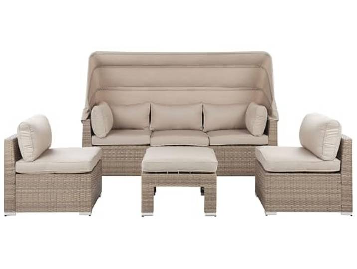 Beliani Vielseitiges 5-teiliges Loungeset mit beigen Polsterkissen Coccolia