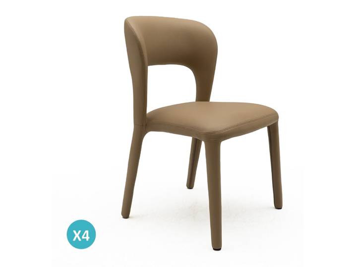 Lot de 4 chaises recouvertes de similicuir couleur vison