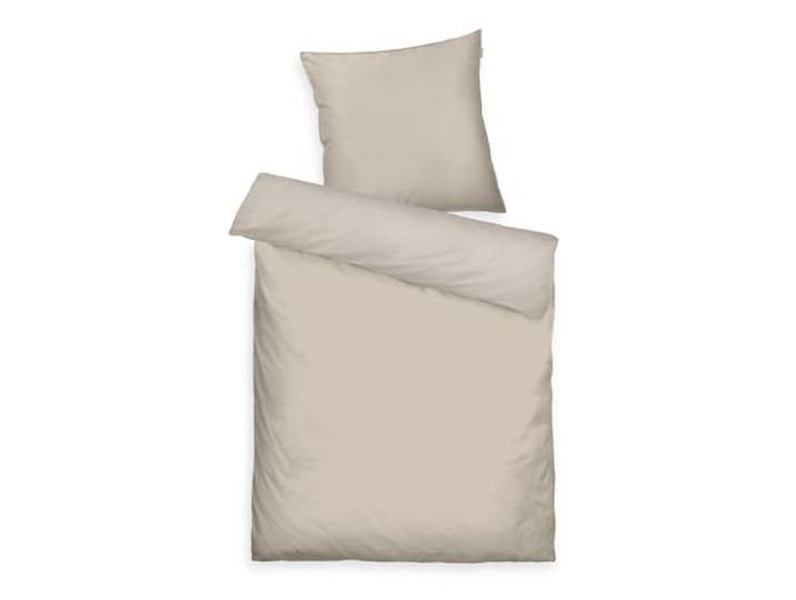 TOM TAILOR Satin-Bettwäsche, 80x80 cm + 135x200 cm, 100% Baumwolle/Satin, mit Doppelnaht am Kissen, Wendemotiv und farbigem Markenreißverschluss, TWO-TONE SOLID COLORS Beige (Sunny Sand)