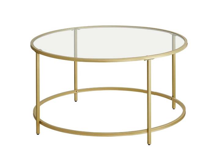 Beistelltisch mit Glasplatte Goldfarben