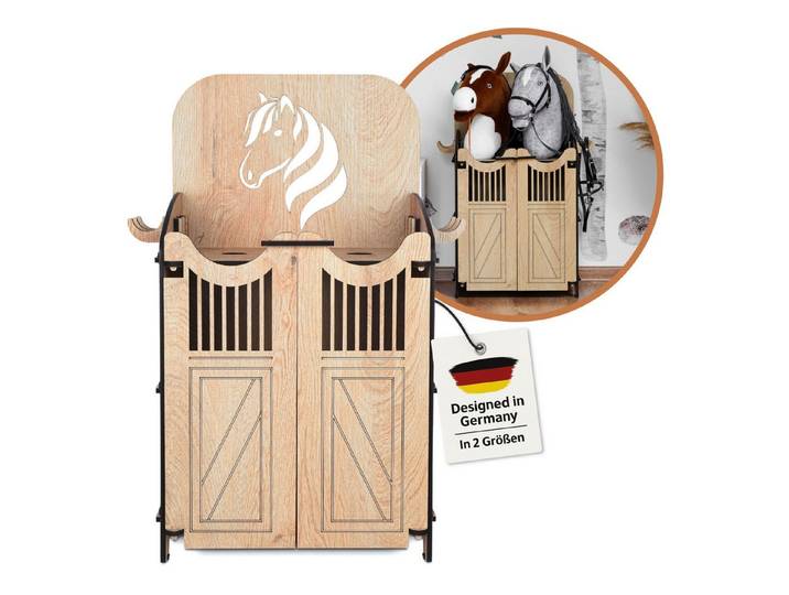 Hoofly Steckenpferd Hobby Horse Stall, (für 2 Pferde, für 1 Pferd, Hobby Horse Zubehör mit Türen & Haken)