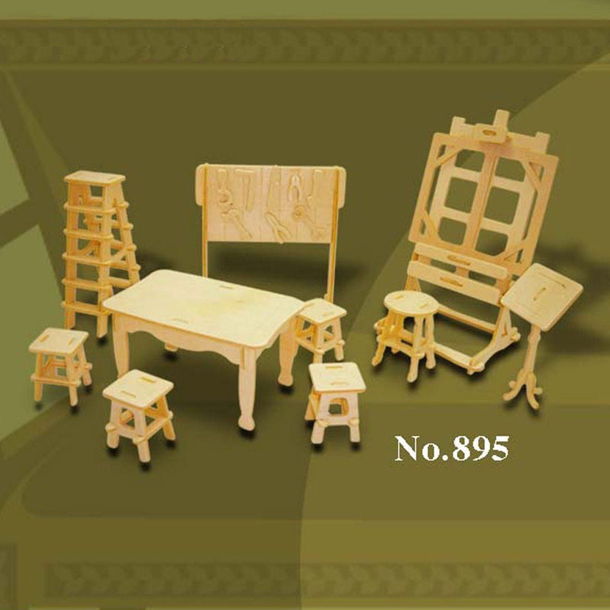 T & F Creations Poppenhuis Kleding Atelier Houten Meubels Schaal 1:12 Multi