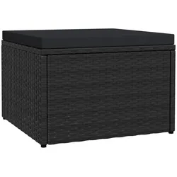 vidaXL Outdoor-Fußhocker mit Kissen Schwarz Polyrattan
