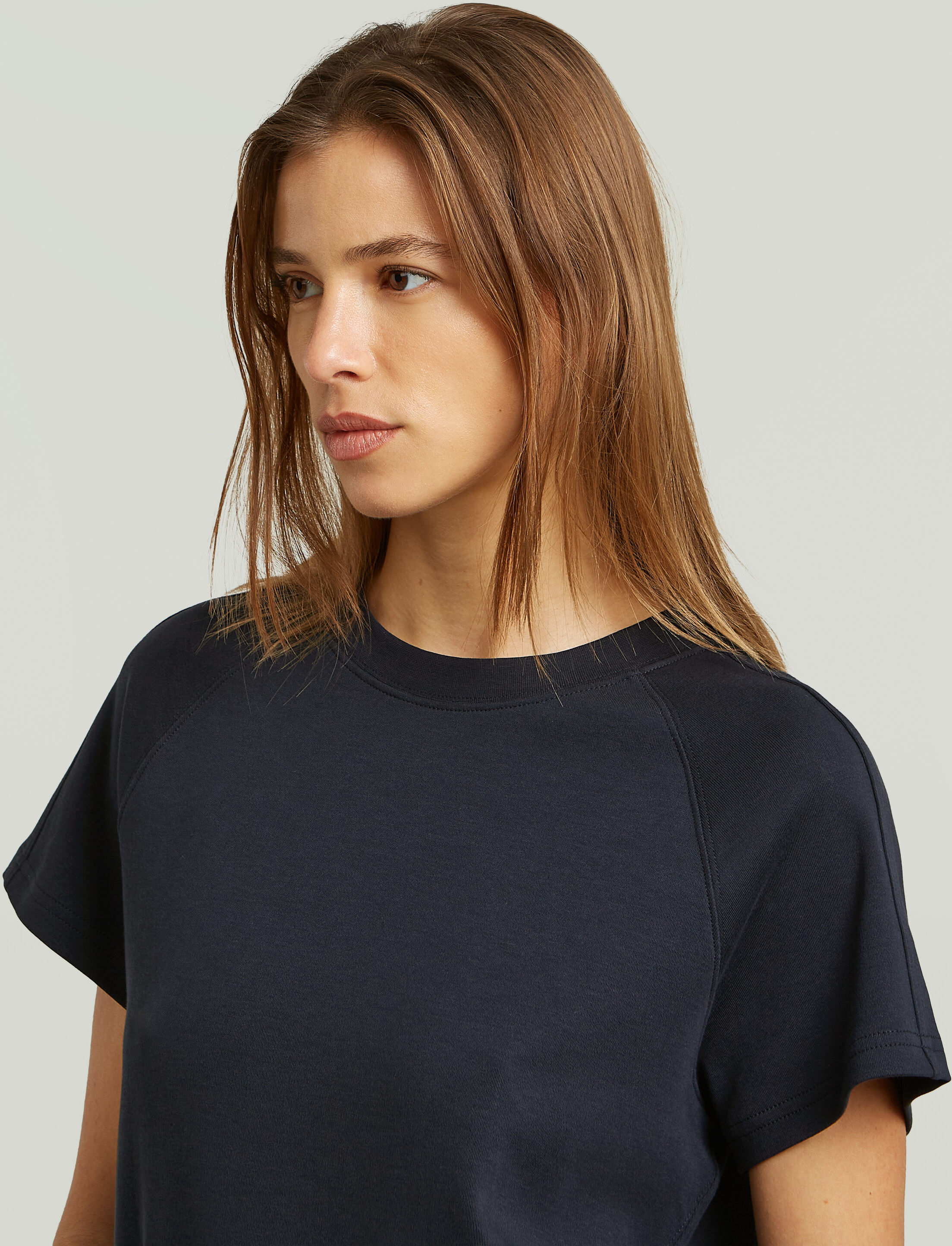 T-Shirt G-STAR "Raglan", Damen, Gr. M, blau (salute), Single Jersey, Obermaterial: 100% Baumwolle, unifarben, regular fit hüftbedeckend, Rundhals, Raglanärmel blind abgesteppte Kante, Shirts T-Shirt, Rundhalsform, mit angesetztem Bündchen salute M
