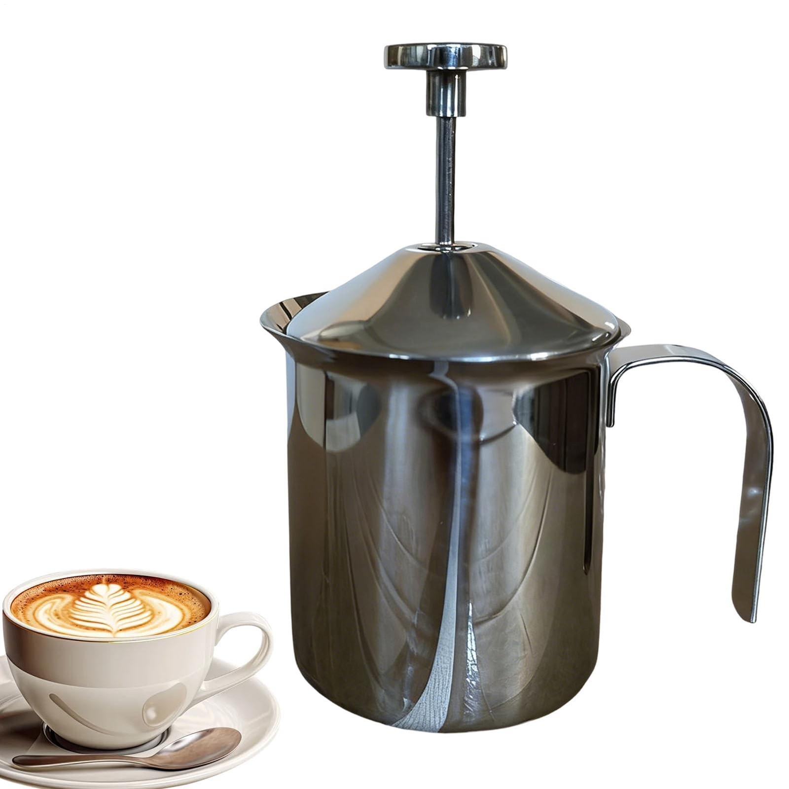 Handmatige melkopschuimer van RVS voor koffie