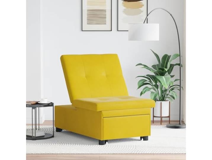 HEFZGDB 3-in-1 Ausziehbares Sofa Bett Gelber Samt Schlafcouch mit Verstellbaren Liegepositionen und Einfacher Pflege für Wohnzimmer und Gästezimmer Kompaktes Design
