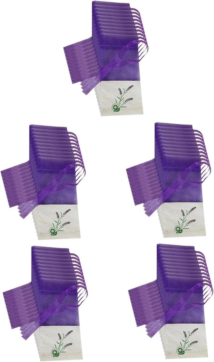 Set van 5 paarse lavendel zakjes voor geurverfrissing met lint