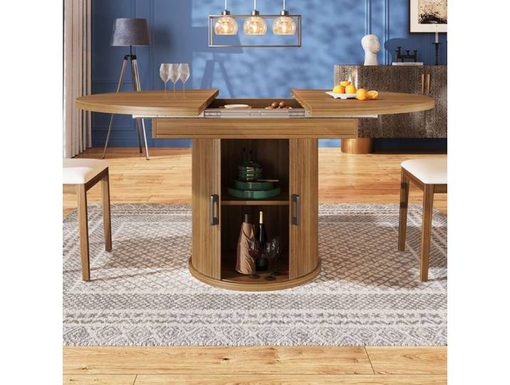 Table de Salle à manger extensible 118-158 cm jusqu'à 6 couverts Table de cuisine Plateau extensible