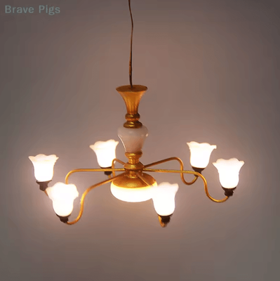 Inspire Curations Mini LED Dollhouse Chandelier 3V Ceiling Lamp For Realistic Miniature Scenes a