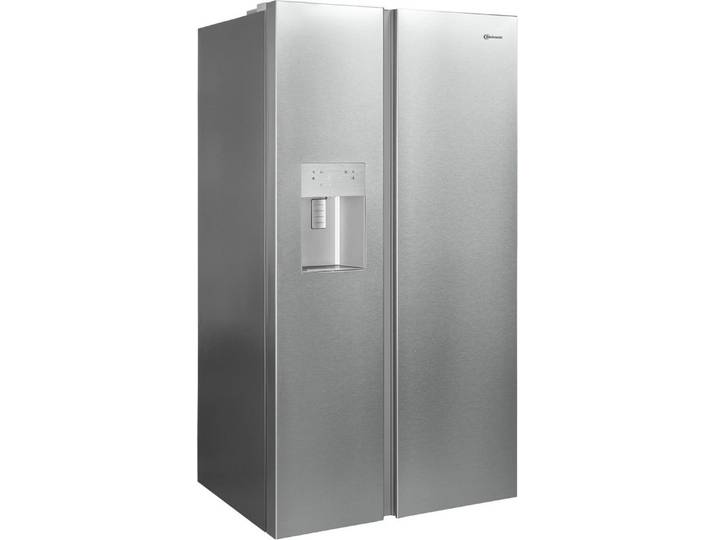 BAUKNECHT Side-by-Side SBS IW D90 Pearl, 179 cm hoch, 91 cm breit, Wasser- und Eiswürfelspender – Wasser, Crushed Eis & Eis jederzeit