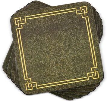 Pimpernel Set of 6 Shagreen Leather Coasters - 4 Inches Sq.