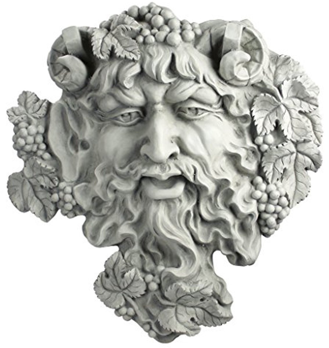 Grote Bacchus Wandsculptuur - God van Wijn - Polyresin - Antieke Steen Afwerking