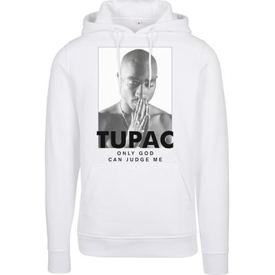 Rundhalspullover MERCHCODE "Merchcode Herren 2Pac Prayer Hoody", Herren, Gr. L, weiß, 65% Baumwolle, 35% Polyester, unifarben, Rundhals, Pullover Rundhalspullover