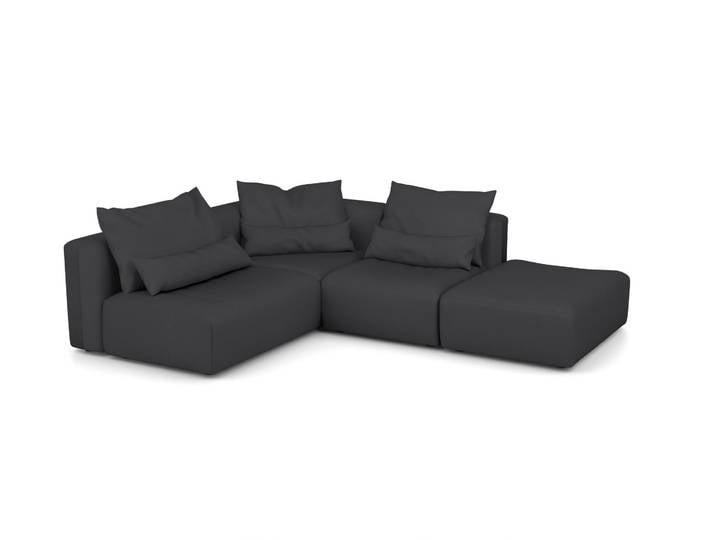 Ecksofa 836 - Grau (Grauschwarz) - Softwolle
