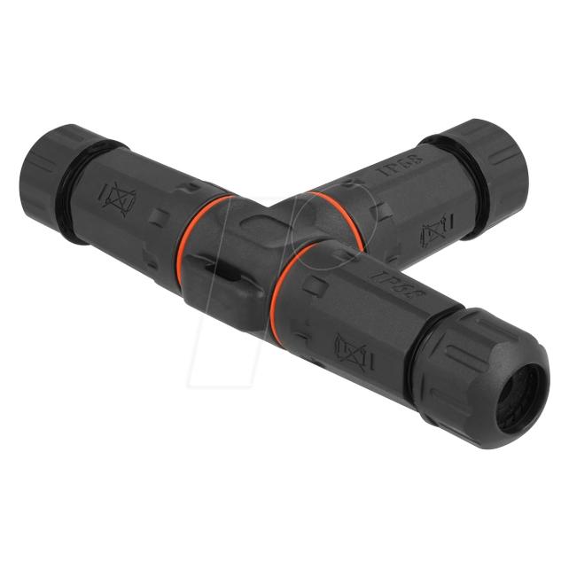Delock Kabelverbinder T-Form für Aussenbereich 5 Pin, IP68 wasserdicht, schraubbar, Kabeldurchmesser 4,5 (86919)