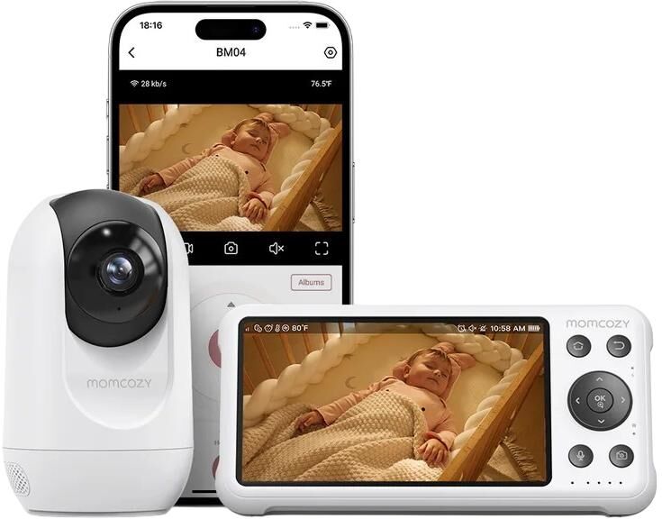 Video-Babyphone MOMCOZY "Monitor BM04", Baby, weiss (weiß), Babyphones Video-Babyphone weiß Einheitsgröße